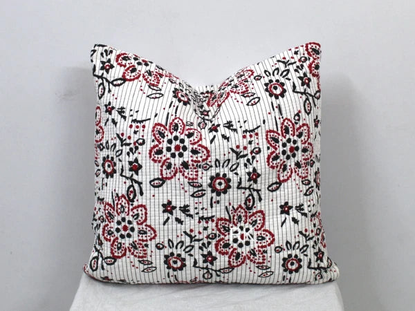 Pair Set Quilted Pillow Cover Case Couch Floral Cushion Cover Home Decorative