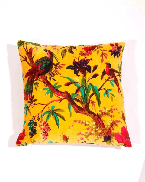 Indian Yellow Bird Velvet Cushion Cover Home Decor Sofa Decor Pillow Case Covers