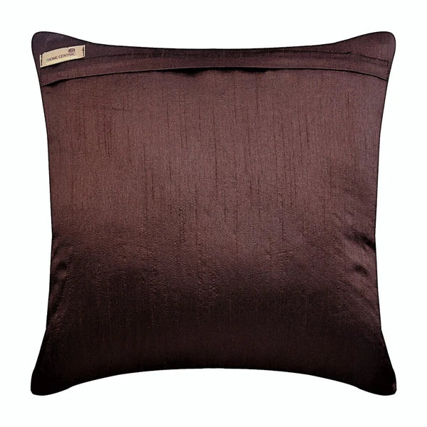 Decorative Sofa Cushion Case Brown 16"x16", Bed Decor Silk - Peacock Sparkle