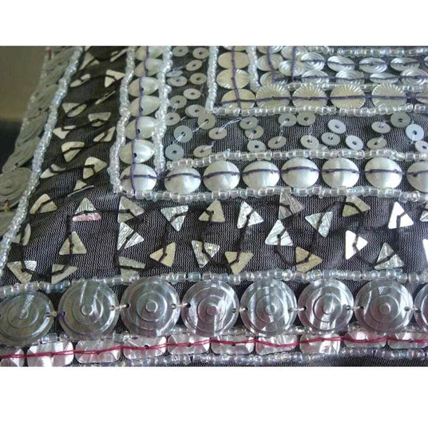 Couch Pillow Cover Grey 16"x16", Bed Decor Silk Metal Sequins - Treasure Trove