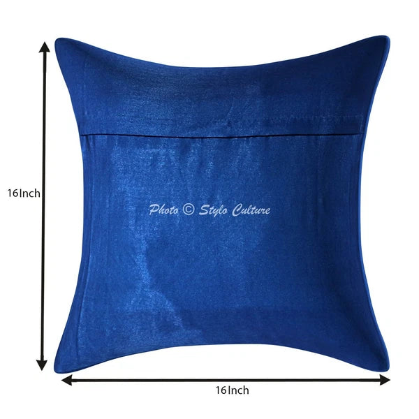 Peacock Brocade Cushion Cover Indian Handmade Throw Sofa Pillow Case Cover 12"