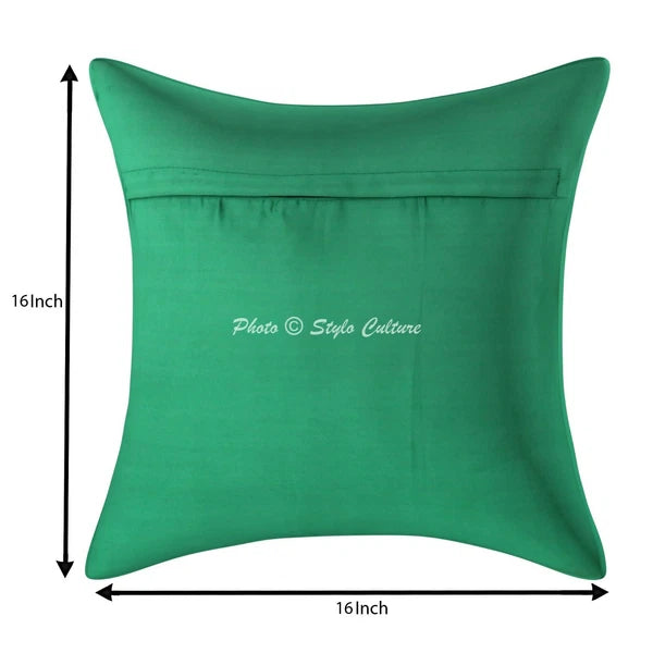 Peacock Brocade Cushion Cover Indian Handmade Throw Sofa Pillow Case Cover 12"