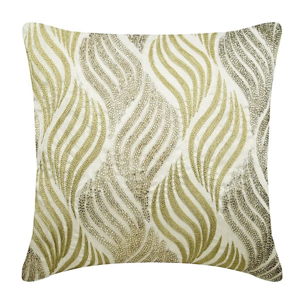 Decorative Sofa Pillow Cover White 16"x16", Bed Decor Cotton Abstract - Bijoux