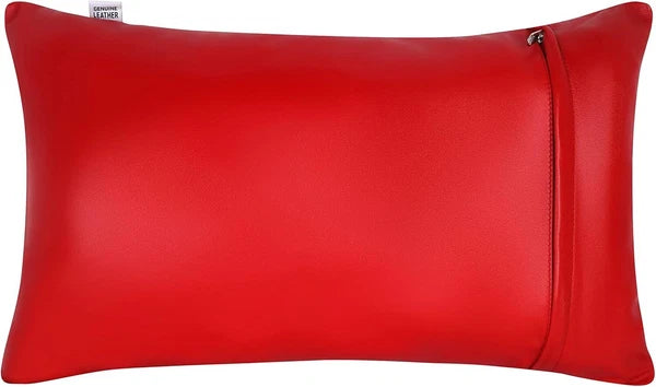 Luxury rectangular Leather Red Plain Pillow Cover For Sofa Cushion Case & Home