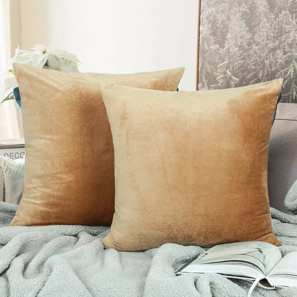 Pack of 2 Velvet Euro Square Throw Pillow Covers Sofa Home Decor Cushion Cover