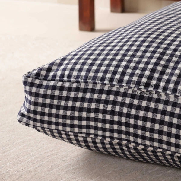 Gingham Check Gauze Linen Floor Cushion Case Pouf Cover Boho Minimalist Decor