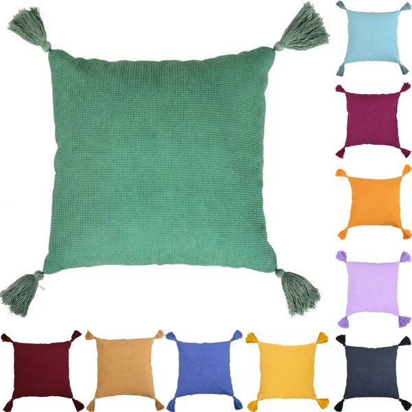 Solid Cushion Cover Cotton Pillowcase Home Sofa Bed Decor Pillows with Tassels