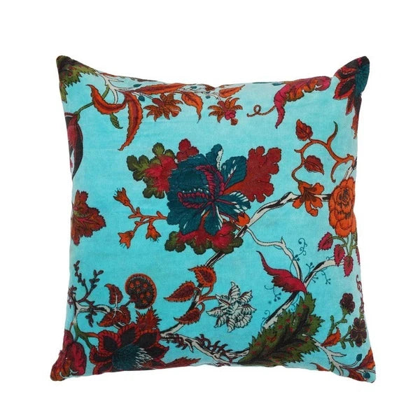Indian Blue Floral Velvet Cushion Cover Home Decor Sofa Decor Pillow Case Covers