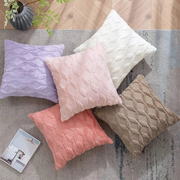 Pack of 2 Plush Throw Pillow Covers Velvet Couch Square Cushion Cover 16"18"20"