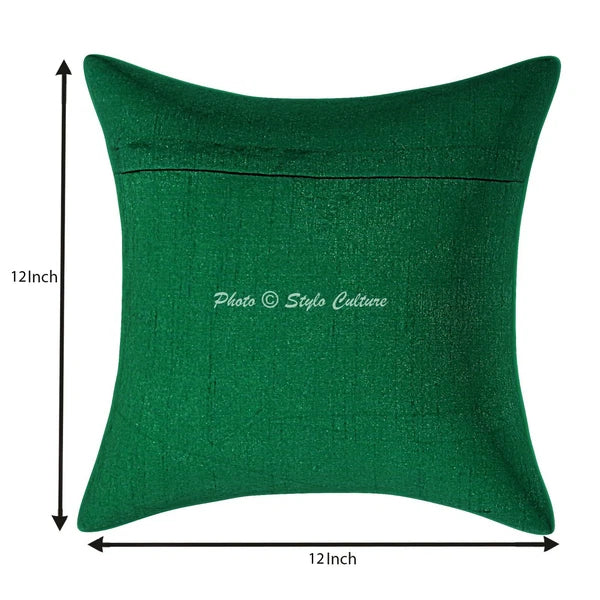 Indian Peacock Brocade Cushion Cover Handmade Sofa Pillow Case Cover Throw 12"