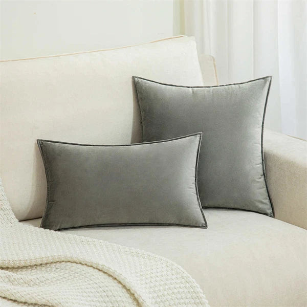 New 18" 20" 24" Velvet Piped Solid Cushion Cover Pillow Case Home Sofa Bed Decor