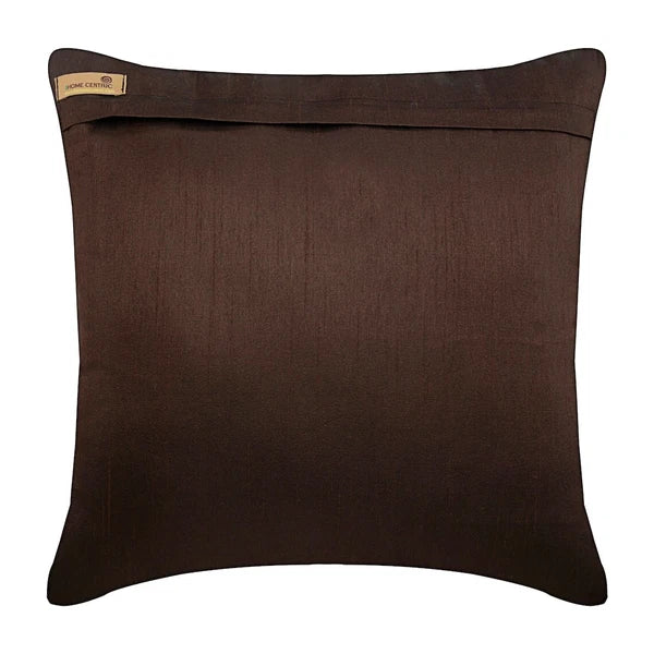 Sofa Cushion Cover Brown 16"x16", Bed Decor Silk Geometric - Tibetain Monk