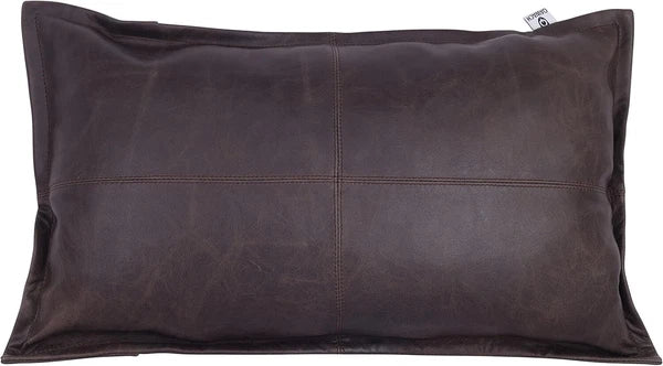 Designer Rectangular Leather Brown Crunch Box Pillow Cover For Sofa Cushion