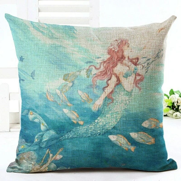 RUBYLOVE Mermaid Pattern Pillow Cushion Cover Car Home Decoration Sofa Bed