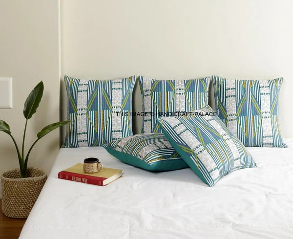 Indian Handmade Kantha Cotton Cushion Cover Bed Pillow Cases Sofa Throw-16"