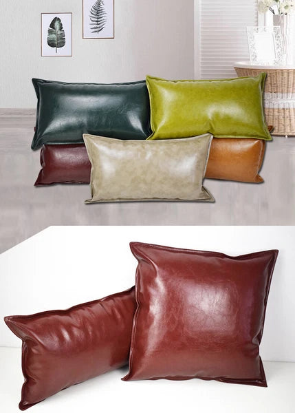 Faux Leather Throw Pillow Case Square Luxury Cushion Covers Bar Sofa Home Decor