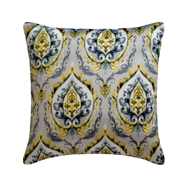 Square Sofa Pillow Cover Grey 16"x16", Bed Decor Satin Fabric - Fiery Damask