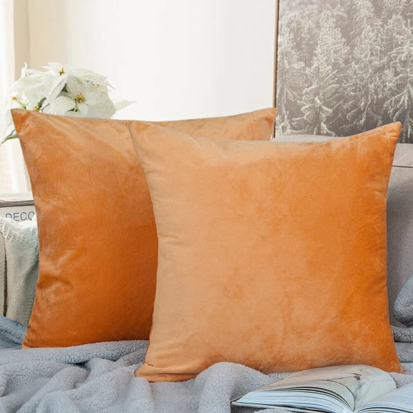 Pack of 2 Velvet Euro Square Throw Pillow Covers Sofa Home Decor Cushion Cover
