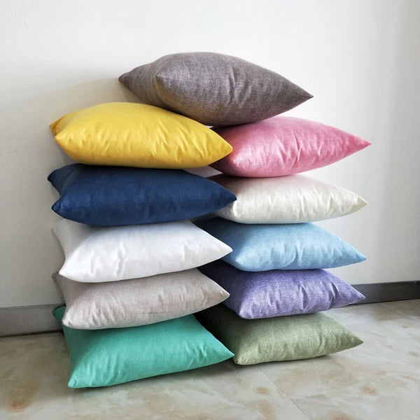 Solid Linen Cushion Cover Throw Pillow Cases for Couch Sofa Bed 16" 18" 20"