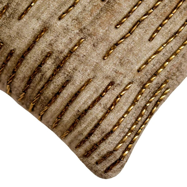 Couch Cushion Case Gold 16"x16", Bed Decor Linen Fabric - Gold Tinged Blaze