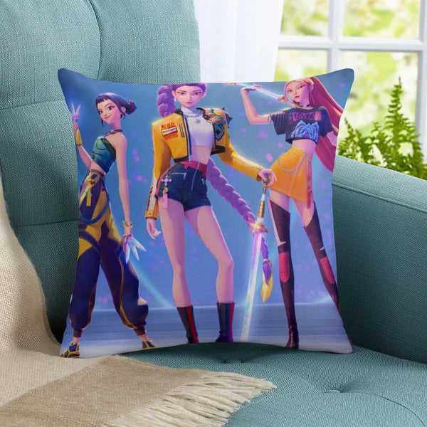 KPOP Hunters Throw Pillowcases Square Cushion Covers Cotton Linen for Sofa