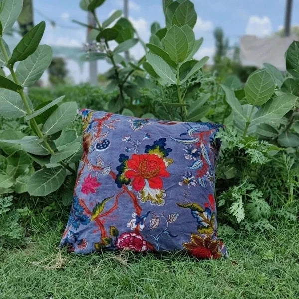 Indian Light Purple Floral Velvet Cushion Cover Home Decor Sofa Pillow Cover AU