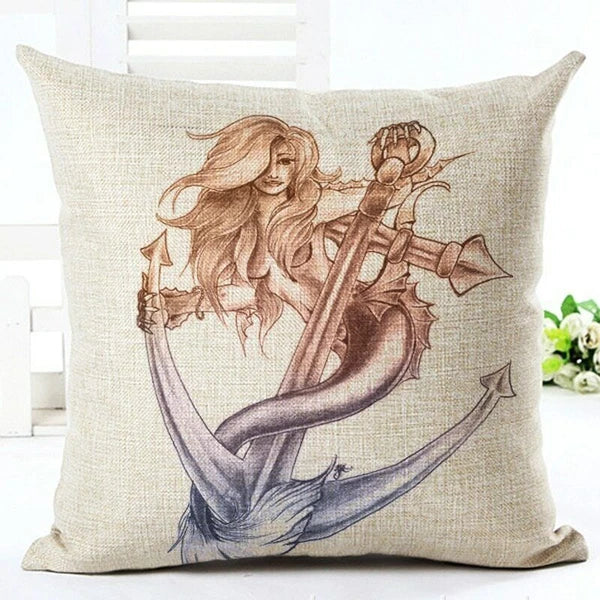 RUBYLOVE Mermaid Pattern Pillow Cushion Cover Car Home Decoration Sofa Bed