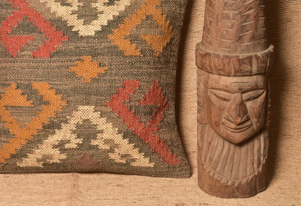Indian Jute Wool Kilim Cushion Cover Vintage Look Your Home Pillow cover throw