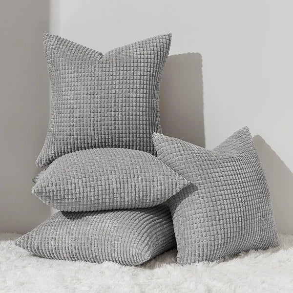 Throw Pillows Covers for Couch, Decorative Fluffy Corduroy Cushion Cover 4 PCS