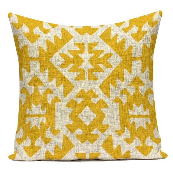 Geometry Cushion Cover Yellow Black Letter Modern Simple Pillowcase for Sofa Bed
