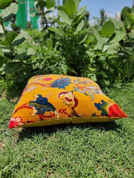 Indian Orange Bird Velvet Cushion Cover Home Decor Sofa Decor Pillow Case Covers