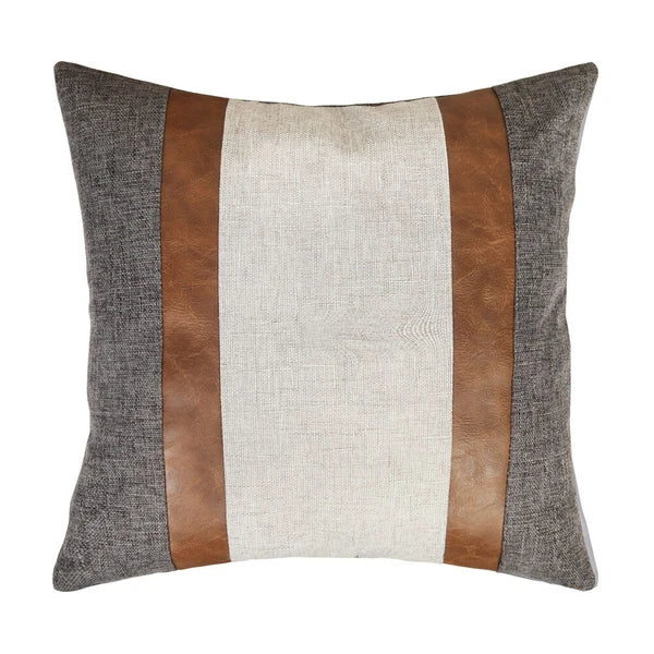 Cushion Covers, Patchwork Home Pillow Covers for Sofa Bed Leather Pillow Case