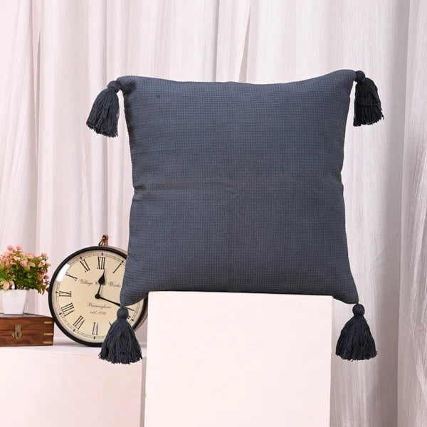 Solid Cushion Cover Cotton Pillowcase Home Sofa Bed Decor Pillows with Tassels