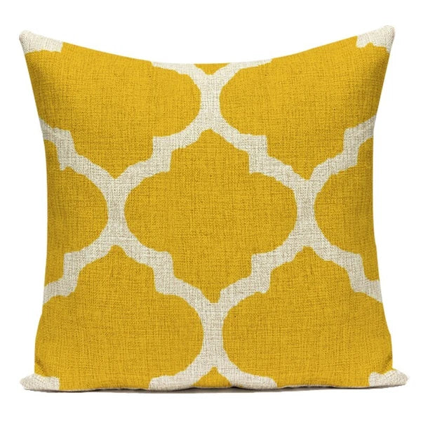 Geometry Cushion Cover Yellow Black Letter Modern Simple Pillowcase for Sofa Bed