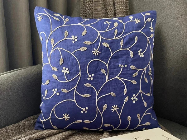 Decorative Sofa Cushion Case Blue 16"x16", Bed Decor Cotton - Day Dreamer