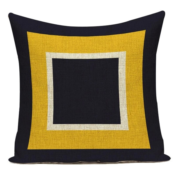 Geometry Cushion Cover Yellow Black Letter Modern Simple Pillowcase for Sofa Bed