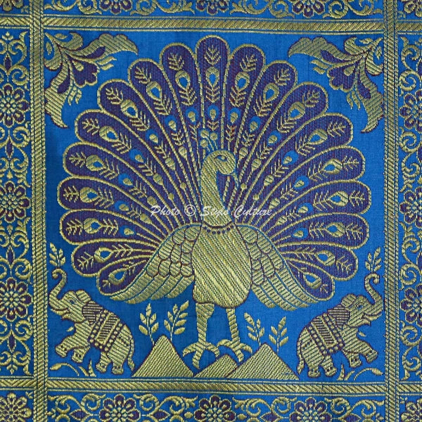 Indian Peacock Brocade Cushion Cover Handmade Sofa Pillow Case Cover Throw 12"