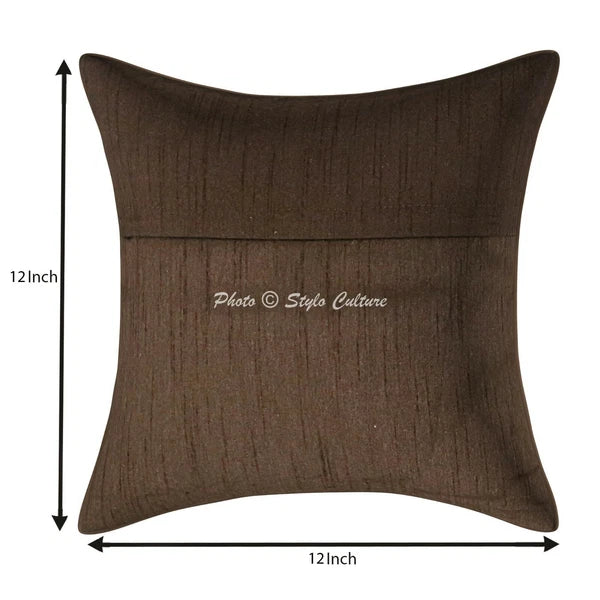 Indian Sofa Cushion Cover Handmade Brocade Silk Pillow Case Cover Throw 12 X 12"