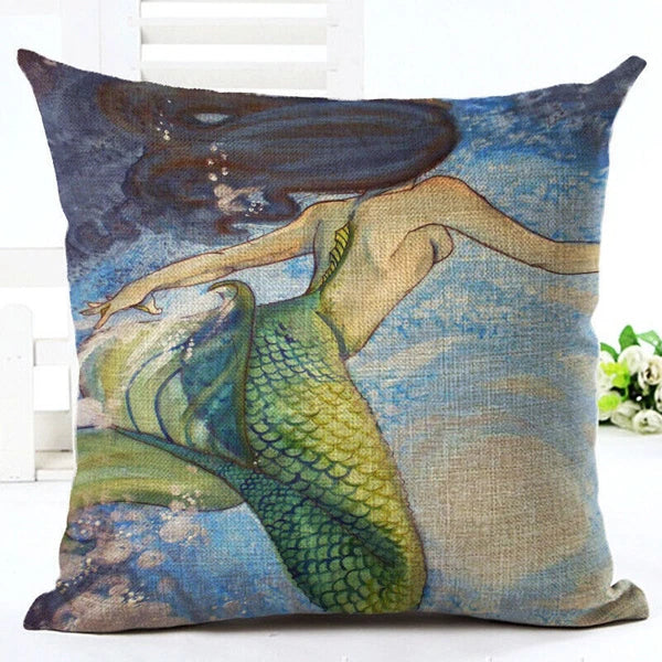 RUBYLOVE Mermaid Pattern Pillow Cushion Cover Car Home Decoration Sofa Bed