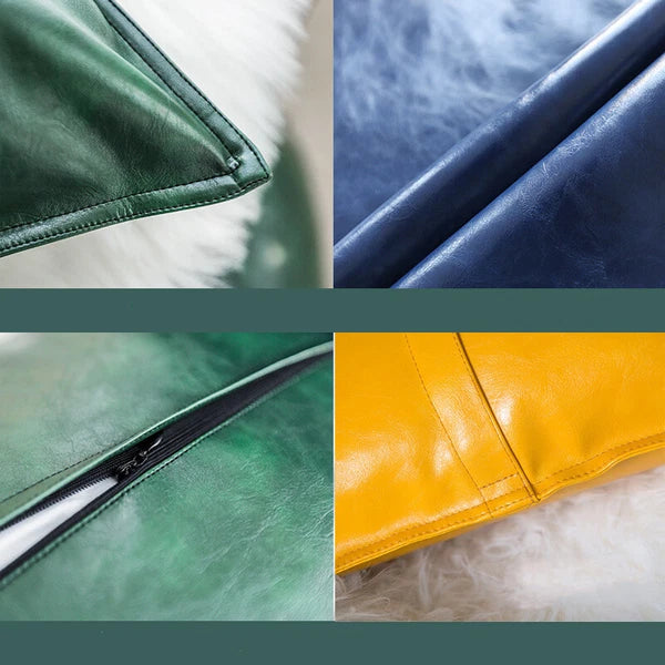 Faux Leather Throw Pillow Case Square Luxury Cushion Covers Bar Sofa Home Decor