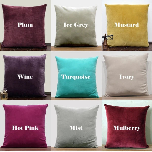 "Lumbar Velvet Cushion Cover – Soft Cotton Throw Pillow Case for Sofa/Bed"