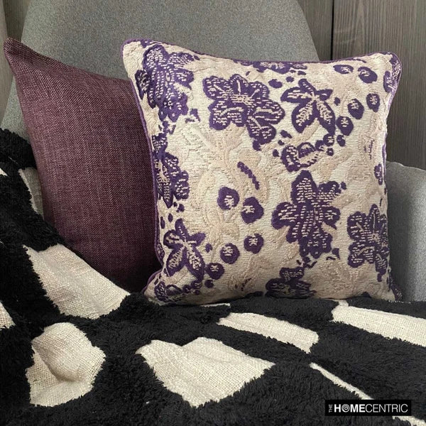 Sofa Pillow Cover Purple 16"x16", Bed Decor Velvet Fabric - Plum Scented
