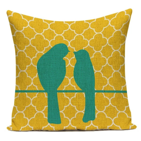 Geometry Cushion Cover Yellow Black Letter Modern Simple Pillowcase for Sofa Bed
