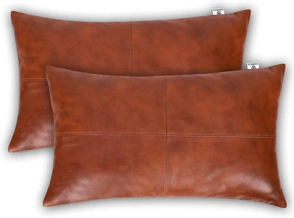 High-quality lambskin rectangular Tan Antique Plen Pillow Cover For Sofa Cushion