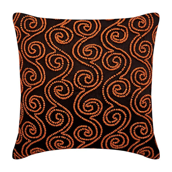 Sofa Cushion Cover Brown 16"x16", Bed Decor Silk Geometric - Tibetain Monk