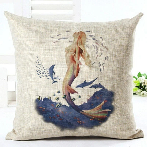 RUBYLOVE Mermaid Pattern Pillow Cushion Cover Car Home Decoration Sofa Bed