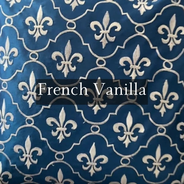 Sofa Pillow Case Blue 16"x16", Bed Decor Silk French Toile - French Vanilla