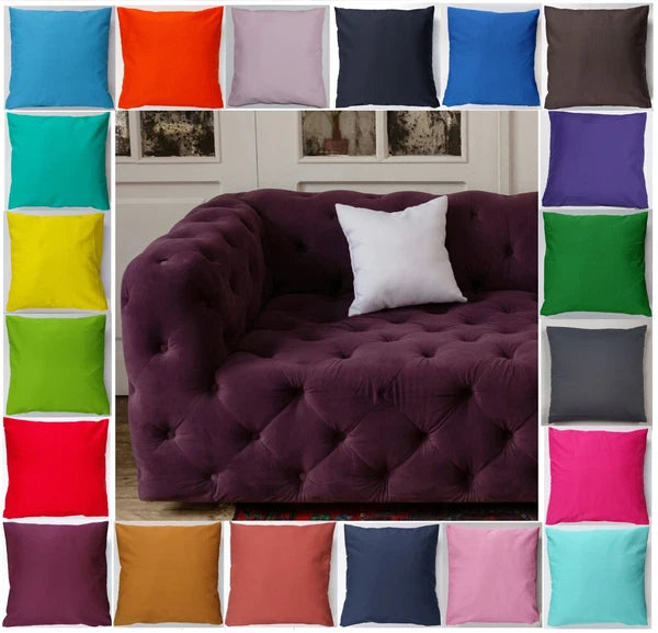 Plain Polycotton Cushion Covers 10" to 24" Sofa Bed Throw Scatter Pillow Case UK