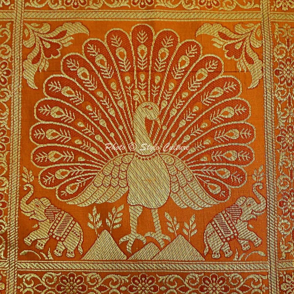 Indian Peacock Brocade Cushion Cover Handmade Sofa Pillow Case Cover Throw 12"