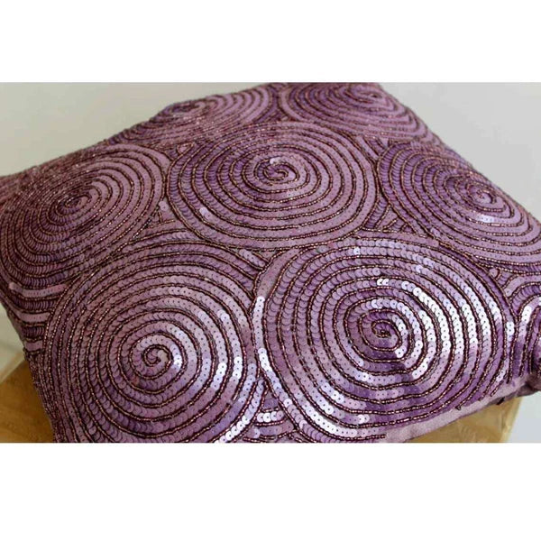 Couch Pillow Cover Purple 16"x16", Bed Decor Silk Circles & Dots - Purple Touch